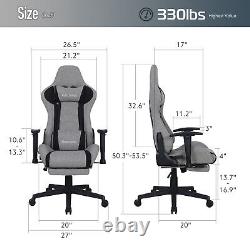 ELECWISH Gaming Chair with Footrest Recliner Massage Office Computer Seat Fabirc