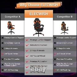 ELECWISH Massage Gaming Chair Ergonomic Executive Office Chair Footrest Swivel