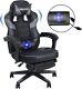 ELECWISH Massage Gaming Chair Footrest Executive Swivel Chair 150° Recliner PU