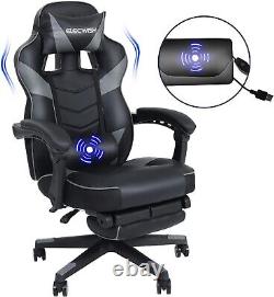 ELECWISH Massage Gaming Chair Footrest Executive Swivel Chair 150° Recliner PU