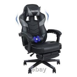 ELECWISH Massage Gaming Chair Footrest Executive Swivel Chair 150° Recliner PU