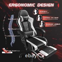 Ergonomic Gaming Chair Massage Computer Chair with Footrest Office PU Leather US