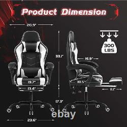 Ergonomic Gaming Chair Massage Computer Chair with Footrest Office PU Leather US