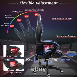 Ergonomic Gaming Office Chair With Massage Recliner LED