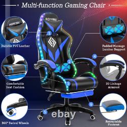 Ergonomic Gaming Office Chair With Massage Recliner LED