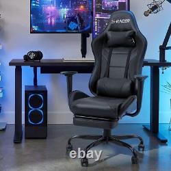 Ergonomic Massage Gaming Chair Executive Computer Office Chair with Footrest NEW