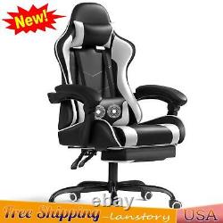 Ergonomic PU Leather Gaming Chair Massage Computer Chair with Footrest Office US