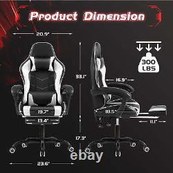 Ergonomic PU Leather Gaming Chair Massage Computer Chair with Footrest Office US