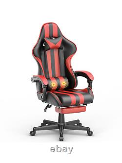 FER-GAMER Ergonomic Gaming Chair with Footrest, PU Leather, Massage