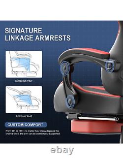 FER-GAMER Ergonomic Gaming Chair with Footrest, PU Leather, Massage