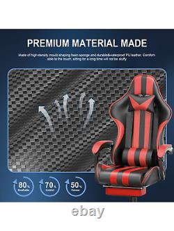 FER-GAMER Ergonomic Gaming Chair with Footrest, PU Leather, Massage