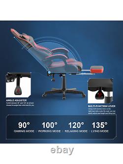 FER-GAMER Ergonomic Gaming Chair with Footrest, PU Leather, Massage