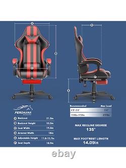 FER-GAMER Ergonomic Gaming Chair with Footrest, PU Leather, Massage