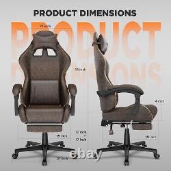 Ferghana Vintage PU Leather Gaming Chair, Ergonomic Gamer Chair with Massage