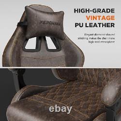 Ferghana Vintage PU Leather Gaming Chair, Ergonomic Gamer Chair with Massage