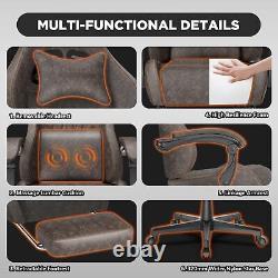 Ferghana Vintage PU Leather Gaming Chair, Ergonomic Gamer Chair with Massage