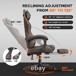 Ferghana Vintage PU Leather Gaming Chair, Ergonomic Gamer Chair with Massage