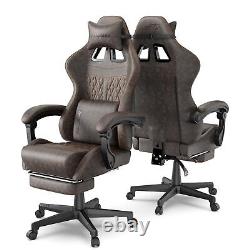 Ferghana Vintage PU Leather Gaming Chair, Ergonomic Gamer Chair with Massage