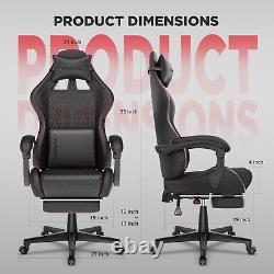 Ferghana Vintage PU Leather Gaming Chair, Ergonomic Gamer Chair with Massage, Hi