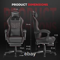 Ferghana Vintage PU Leather Gaming Chair, High Back Gamer Chair with Massage, Er