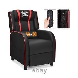 GYMAX Gaming Recliner, Massage Gaming Chair with Adjustable Footrest, Remote