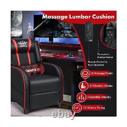 GYMAX Gaming Recliner, Massage Gaming Chair with Adjustable Footrest, Remote