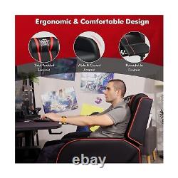 GYMAX Gaming Recliner, Massage Gaming Chair with Adjustable Footrest, Remote