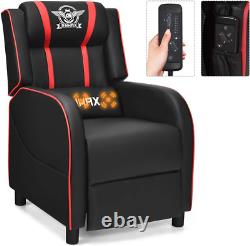 GYMAX Gaming Recliner, Massage Gaming Chair with Adjustable Footrest, Remote Con