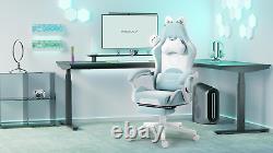 Gaming Chair Cute with Cat Ears and Massage Lumbar Support, Ergonomic Computer C