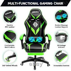 Gaming Chair Ergonomic Recliner Massage Office Computer Seat With Footrest Blue US