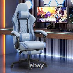 Gaming Chair Fabric with Footrest, Massage Chair with Pocket Spring Cushion