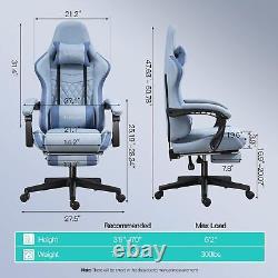 Gaming Chair Fabric with Footrest, Massage Chair with Pocket Spring Cushion