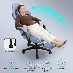 Gaming Chair Fabric with Footrest, Massage Chair with Pocket Spring Cushion