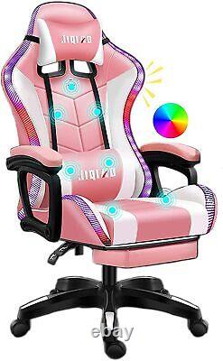 Gaming Chair LED Light Bluetooth Load-Bearing Speaker Full Massager Lumbar