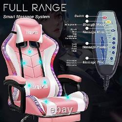 Gaming Chair LED Light Bluetooth Load-Bearing Speaker Full Massager Lumbar