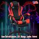 Gaming Chair Lumbar Support+Footrest WithBluetooth Speaker, LED, Massage Swivel Seat