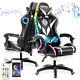 Gaming Chair Massage Speakers bluetooth Ergonomic Office Chair LED Light Black