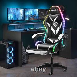 Gaming Chair Massage Speakers bluetooth Ergonomic Office Chair LED Light Black