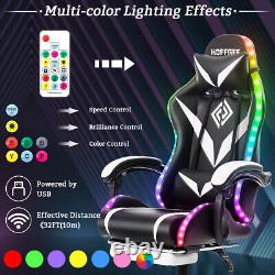 Gaming Chair Massage Speakers bluetooth Ergonomic Office Chair LED Light Black