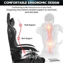 Gaming Chair Massage Speakers bluetooth Ergonomic Office Chair LED Light Black