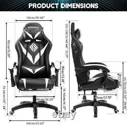 Gaming Chair Massage Speakers bluetooth Ergonomic Office Chair LED Light Black