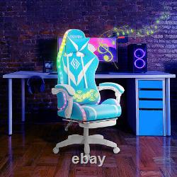 Gaming Chair Massage Speakers bluetooth Ergonomic Office Chair LED Light USA