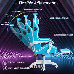 Gaming Chair Massage Speakers bluetooth Ergonomic Office Chair LED Light USA