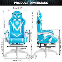 Gaming Chair Massage Speakers bluetooth Ergonomic Office Chair LED Light USA