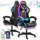 Gaming Chair Massage with bluetooth Speakers Ergonomic Office Chair with LED USA