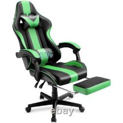 Gaming Chair Office Chair with Footrest & Massage Lumbar Pillow