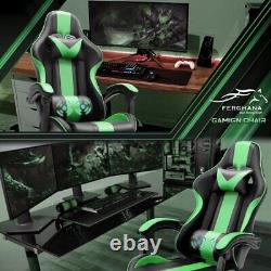 Gaming Chair Office Chair with Footrest & Massage Lumbar Pillow