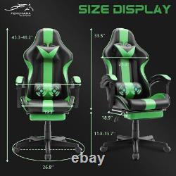 Gaming Chair Office Chair with Footrest & Massage Lumbar Pillow