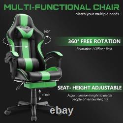 Gaming Chair Office Chair with Footrest & Massage Lumbar Pillow