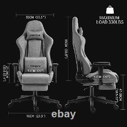 Gaming Chair Office Chair with Footrest Massage Vintage Style Retro Leather Ergo